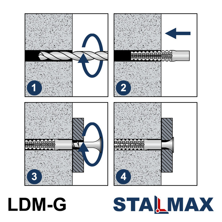 Дюбель металлический для газобетона STALMAX LDM-G 5х30 оцинкованная сталь