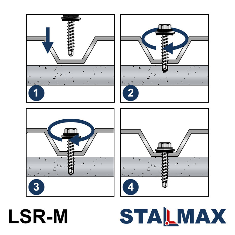 Саморез кровельный по металлу сверло №3 STALMAX LSR-M 5,5х25 (RAL 7004) с EPDM шайбой оцинкованная сталь