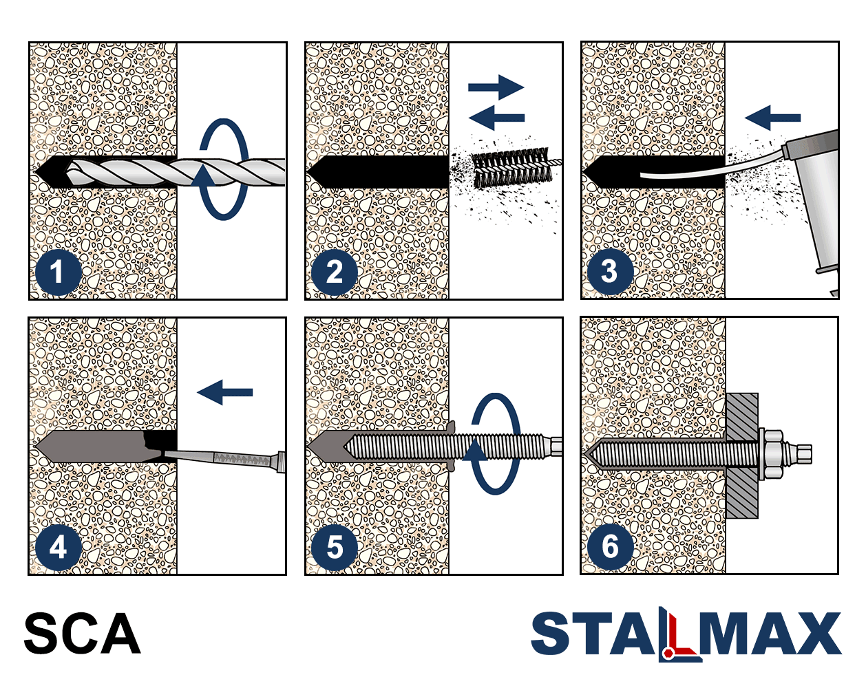 Шпилька для хим анкера M12х120 SCA STALMAX сталь цинк купить оптом в Москве