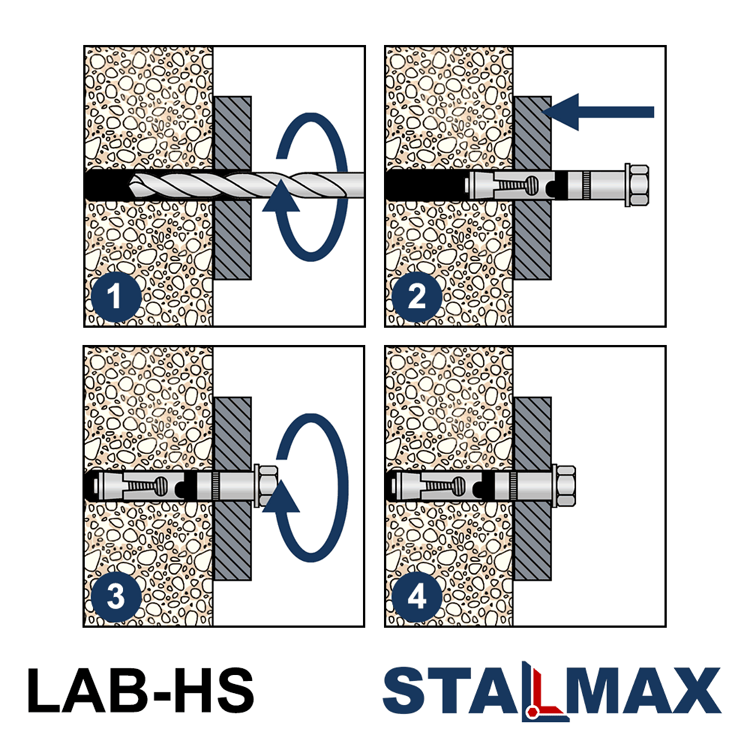 Анкерный болт с шестигранной головкой STALMAX LAB-HS 12х110 (М8) для высоких нагрузок оцинкованная сталь