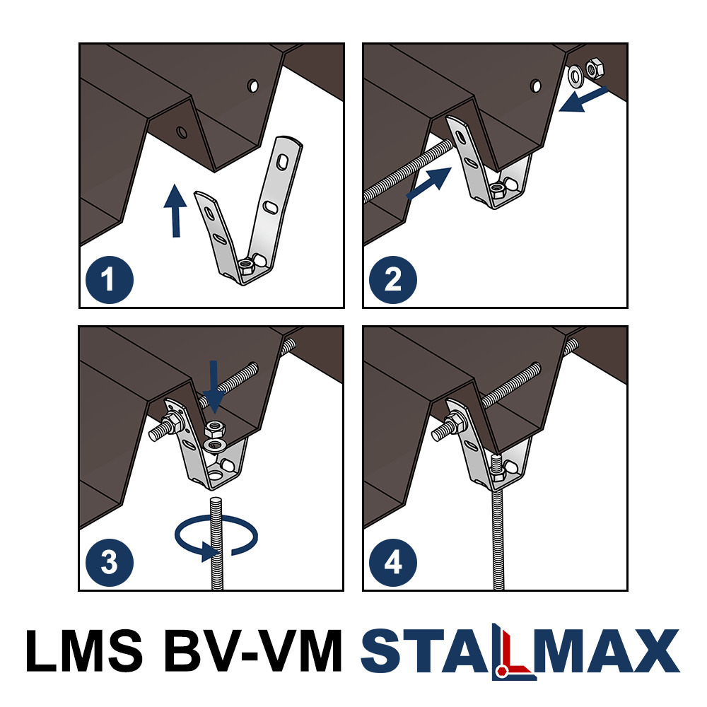 Крепление V с гайкой М10 LMS BV-V к профнастилу сталь цинк купить оптом  STALMAX