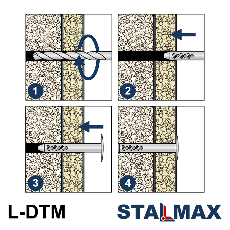 Дюбель металлический для теплоизоляции STALMAX L-DTM 8х110/(40-70) оцинкованная сталь