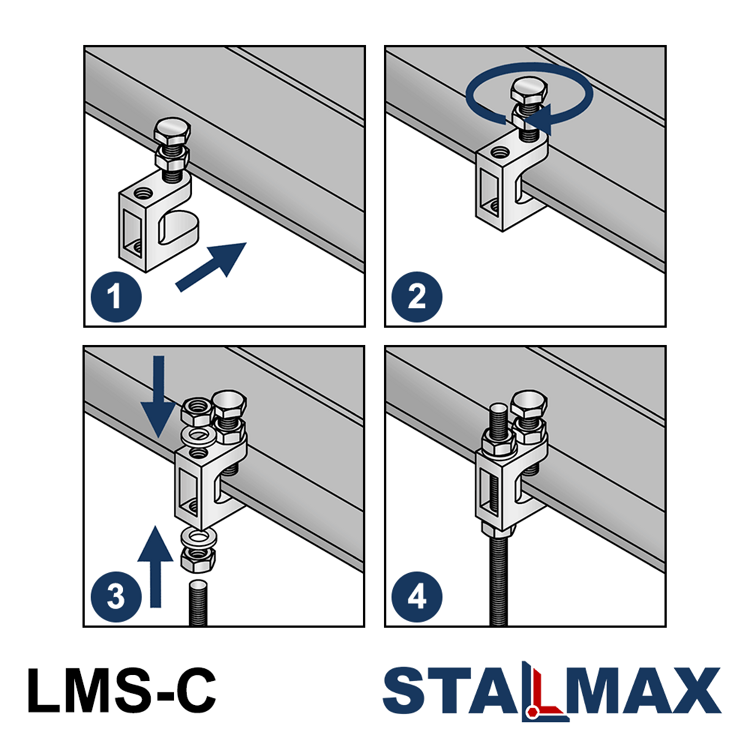 Струбцина монтажная под шпильку STALMAX LMS-C M8 оцинкованный чугун QT450-10