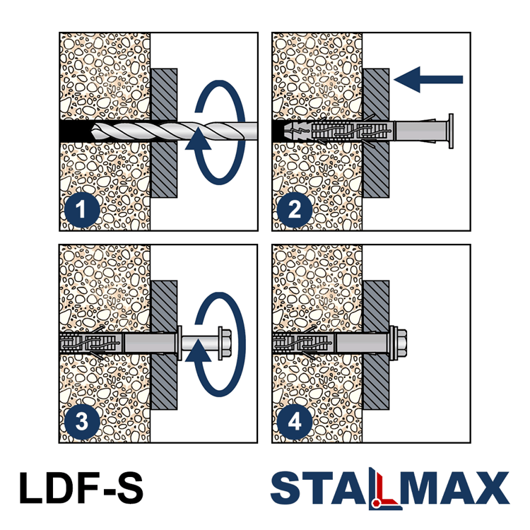 Дюбель фасадный STALMAX LDF-S R 10х80 шестигранный шуруп с прессшайбой шлиц Torx полиамид/сталь Ruspert