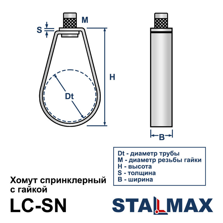 Хомут спринклерный с гайкой STALMAX LC-SN 1" (34-36) оцинкованная сталь